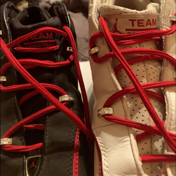 Limited Edition Jordans 11-1/2 Blk/Red & White/Red